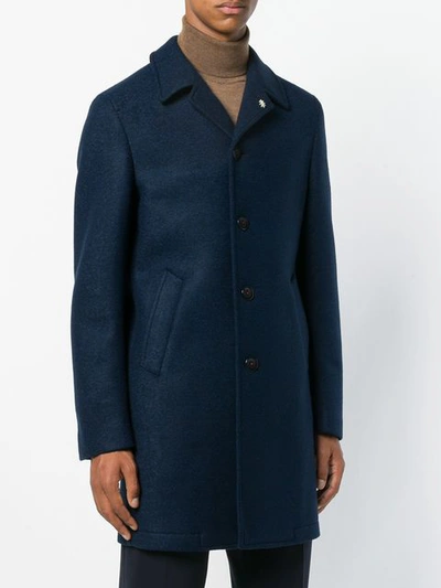 Shop Manuel Ritz Woven Overcoat In Blue