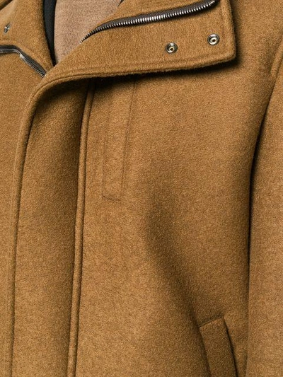 Shop Manuel Ritz Hooded Woven Coat In Brown