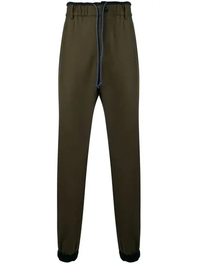 Shop Sacai Drawstring Track Trousers In Green