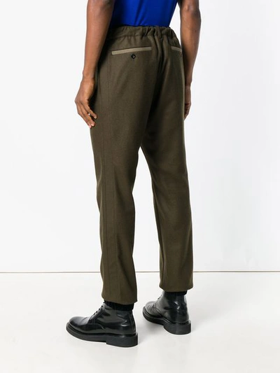 Shop Sacai Drawstring Track Trousers In Green
