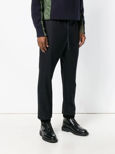 Shop Sacai Drawstring Track Trousers In Blue