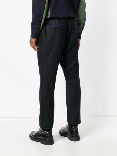 Shop Sacai Drawstring Track Trousers In Blue