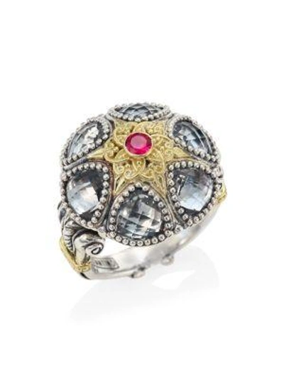 Shop Konstantino Pythia Crystal, Corundum, Sterling Silver & 18k Yellow Gold Cocktail Ring In Multi