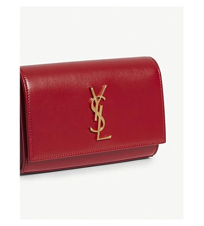 Shop Saint Laurent Kate Leather Bum Bag In Red