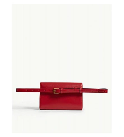 Shop Saint Laurent Kate Leather Bum Bag In Red