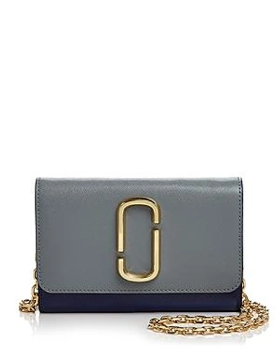 Shop Marc Jacobs Leather Chain Wallet In Slate Multi/gold