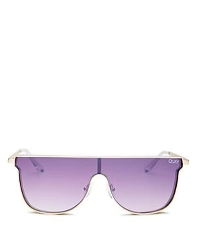 Shop Quay Women's Can You Not Flat Top Shield Sunglasses, 143mm In Gold/purple