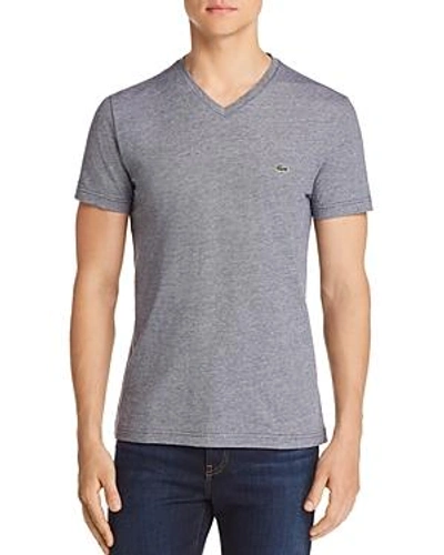 Shop Lacoste Striped V-neck Tee In Navy
