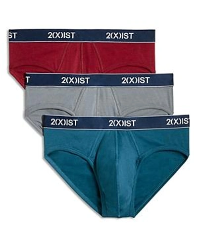 Shop 2(x)ist No Show Briefs, Pack Of 3 In Blue/gray/burgundy