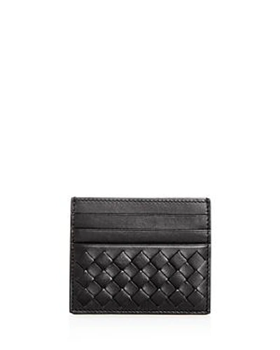 Shop Bottega Veneta Woven Leather Card Case In Black