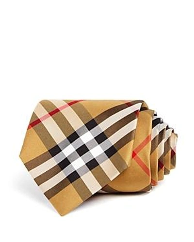 Shop Burberry Clinton Basic-check Silk Classic Tie In Antique Yellow