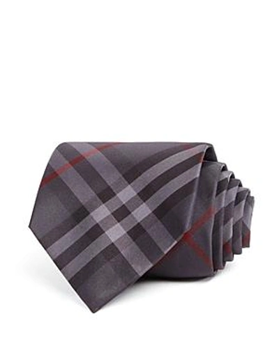 Shop Burberry Clinton Basic-check Silk Classic Tie In Dark Charcoal