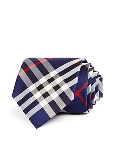 Shop Burberry Clinton Basic-check Silk Classic Tie In Navy