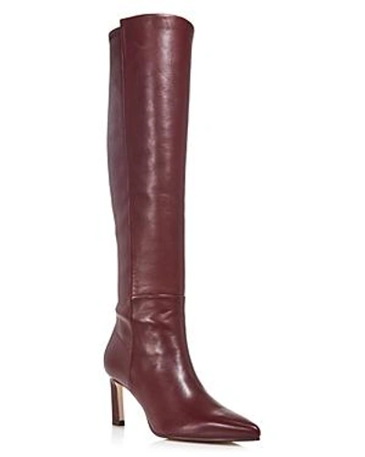 Shop Stuart Weitzman Women's Demi Pointed Toe Leather High-heel Tall Boots In Cabernet