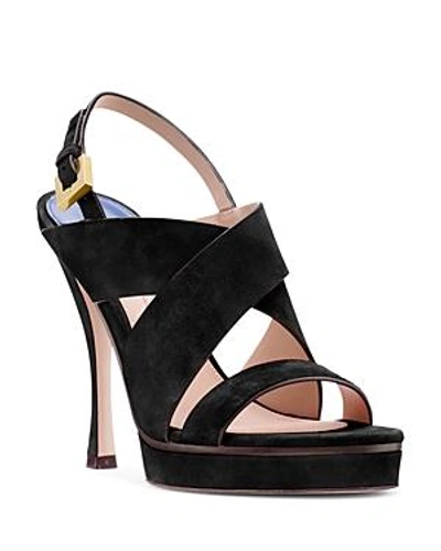 Shop Stuart Weitzman Women's Hester Suede Platform High-heel Sandals In Black