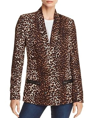 Shop Paige Karissa Double-breasted Leopard Print Blazer In Natural Leopard