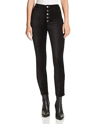 Shop Paige Hoxton Ankle Straight Velvet Jeans In Black Overdye