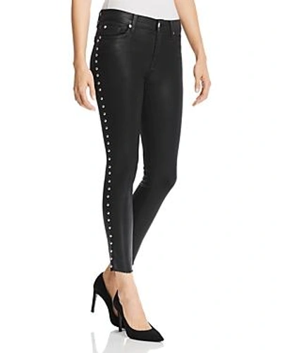 Shop 7 For All Mankind Coated Ankle Skinny Studded Jeans In B(air) Black In B(air) Black W/ Studs
