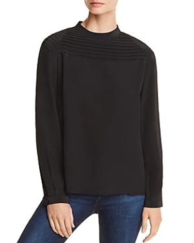 Shop J Brand Chrystal Pleated Silk Top In Black