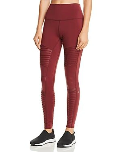 Shop Alo Yoga High Rise Moto Leggings In Glossy Black Cherry