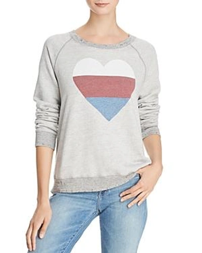 Shop Sundry Heart Distressed Sweatshirt In Heather Gray
