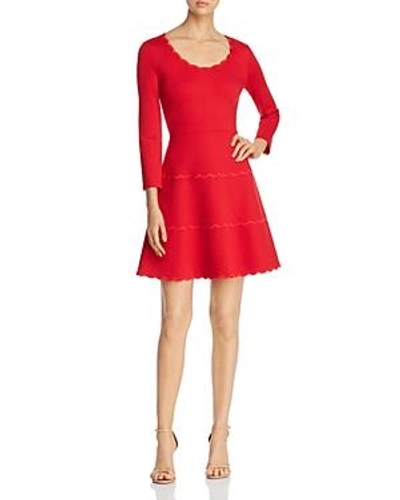 Shop Kate Spade New York Scalloped Ponte Fit-and-flare Dress In Lingonberry