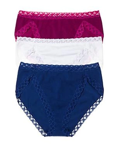 Shop Natori Bliss French Cut Bikinis, Set Of 3 In Boysenberry/blue Astor/warm White