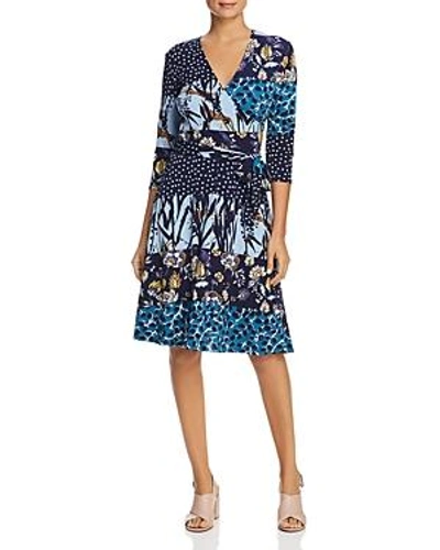 Shop Leota Mixed Print Faux-wrap Dress In Montage