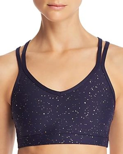 Shop Beyond Yoga Double Cross-back Sports Bra In Navy/gold