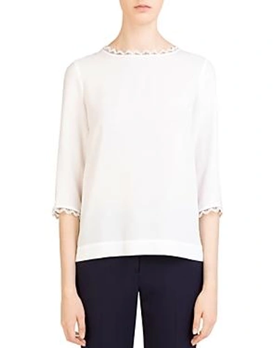 Shop Gerard Darel Lucas Lace-trim Top In Ecru