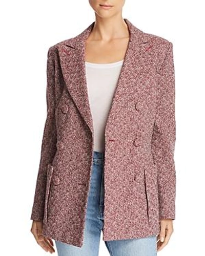 Shop Ksenia Schnaider Double-breasted Tweed Blazer In Red