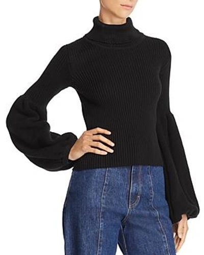 Shop Ksenia Schnaider Poet-sleeve Turtleneck Sweater In Black