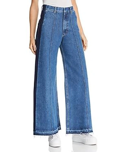 Shop Ksenia Schnaider Contrast Wide-leg Jeans In Medium Blue