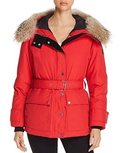 Belstaff Dawlby Waterproof Down Jacket W/ Fur Trim In Bright Red | ModeSens