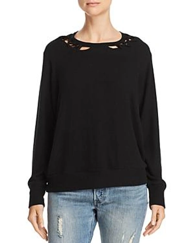 Shop Lna Twin Lace-up Sweater In Black