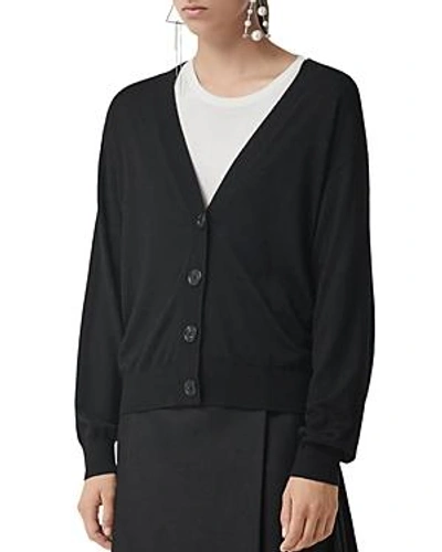 Shop Burberry Dornoch Elbow Patch Cardigan In Black