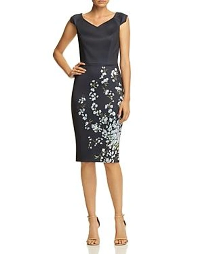 Shop Ted Baker Lorelea Graceful Floral Scuba Dress - 100% Exclusive In Dark Blue