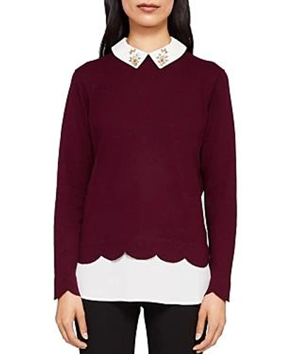 Shop Ted Baker Suzaine Embellished Layered-look Sweater In Maroon