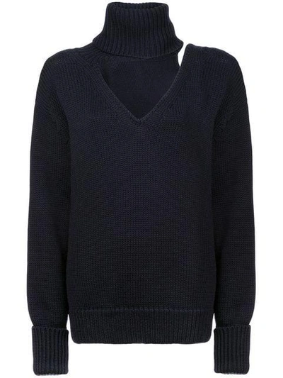 Shop Monse Cut-out Detail Turtleneck Jumper In Black