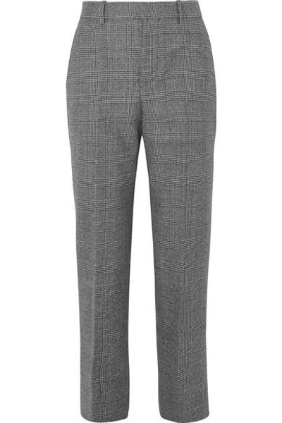 Shop Balenciaga Prince Of Wales Checked Wool Straight-leg Pants In Black