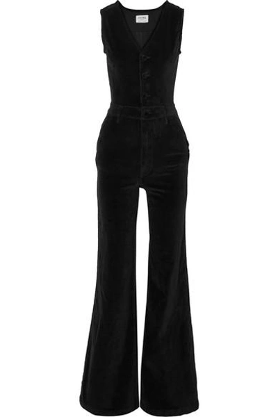 Shop Frame Velvet Jumpsuit In Black