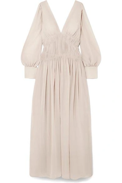 Shop Stella Mccartney Carleigh Ruched Silk-georgette Maxi Dress In White