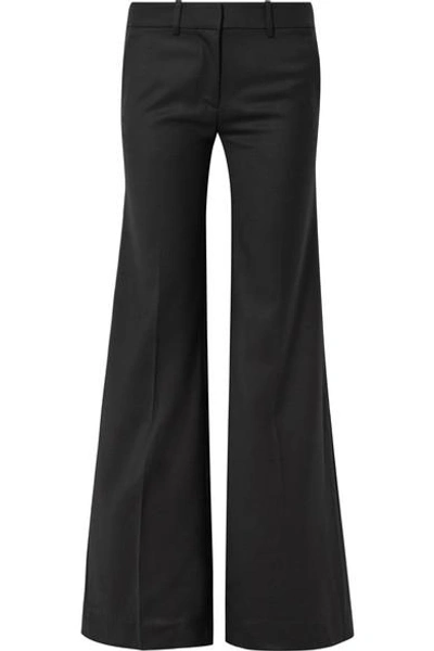 Shop Nili Lotan Irene Wool-twill Wide-leg Pants In Black