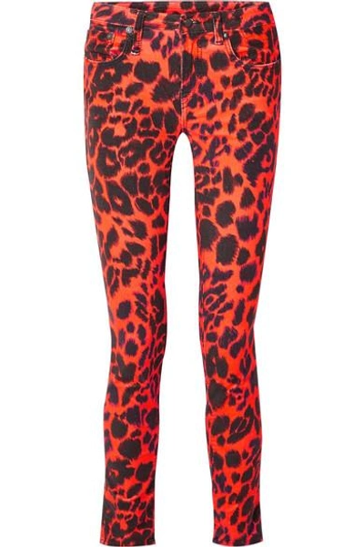 Shop R13 Kate Leopard-print Low-rise Skinny Jeans
