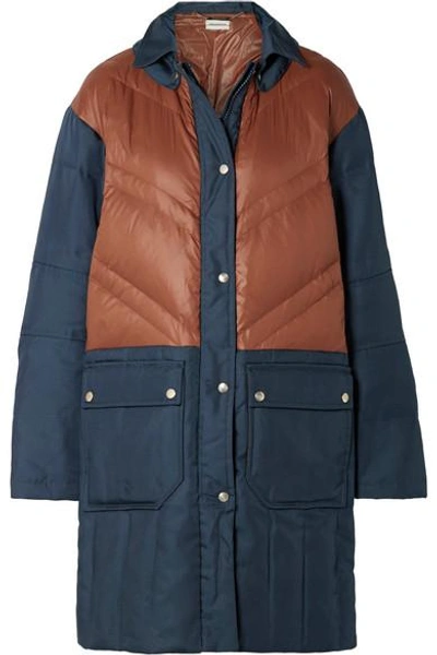 By Malene Birger Dorav Quilted Shell-paneled Canvas Down Coat In Navy |  ModeSens