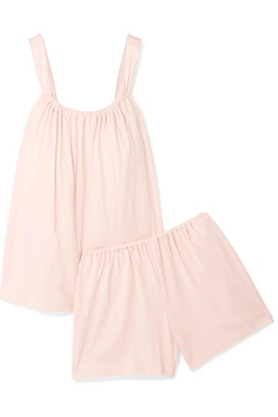 Shop Skin Organic Pima Cotton-jersey Pajama Set In Pastel Pink