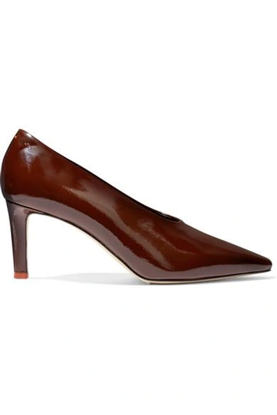 Shop Aeyde River Patent-leather Pumps In Chocolate