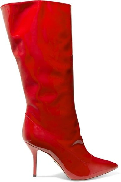 Shop Paul Andrew Ciondolare Patent-leather Knee Boots In Red