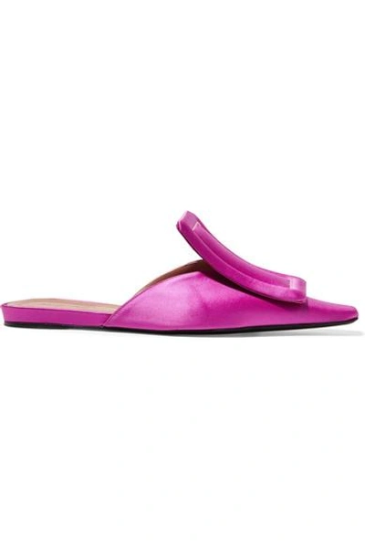 Shop Marni Satin Slippers In Fuchsia