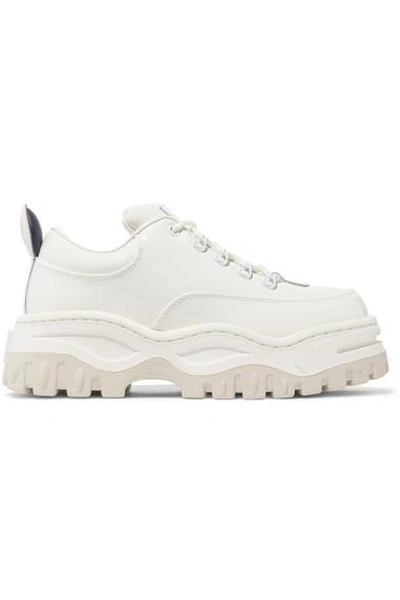 Shop Eytys Angel Glossed-leather Platform Sneakers In White